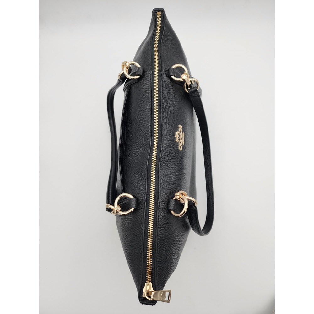 Coach Ava Tote Crossgrain Black Leather Shoulder Bag with Gold F57526 - Picture 5 of 15